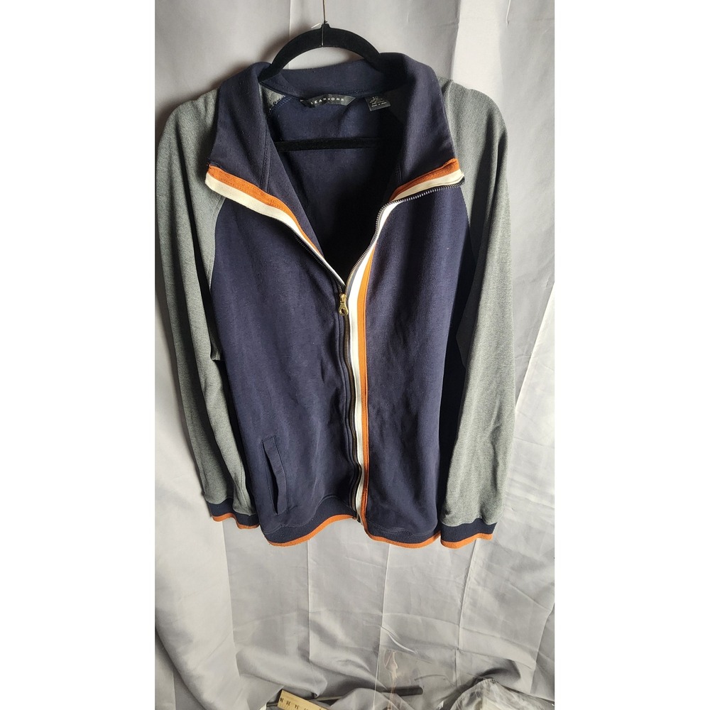 Sean John Y2K Track Jacket Mens 3XL Navy Grey Colorblock Full Zip Sweat